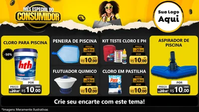 Modelo de TV para TV Horizontal com o tema Mês Especial do Consumidor para Produtos para Piscina