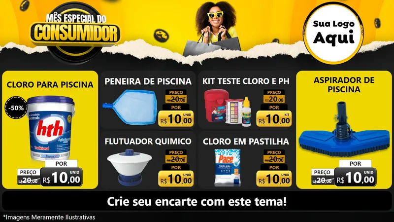 Modelo de TV para TV Horizontal com o tema Mês Especial do Consumidor para Produtos para Piscina