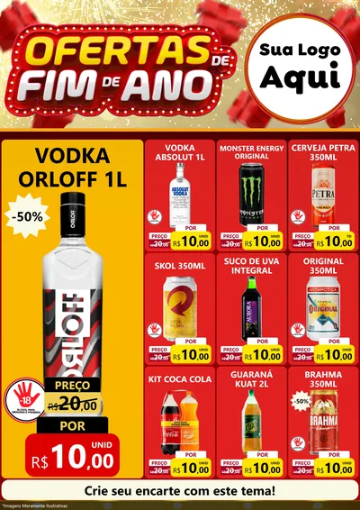Modelo de Encarte para Encarte A4 Vertical com o tema Ofertas de Fim de Ano para Distribuidora de bebidas