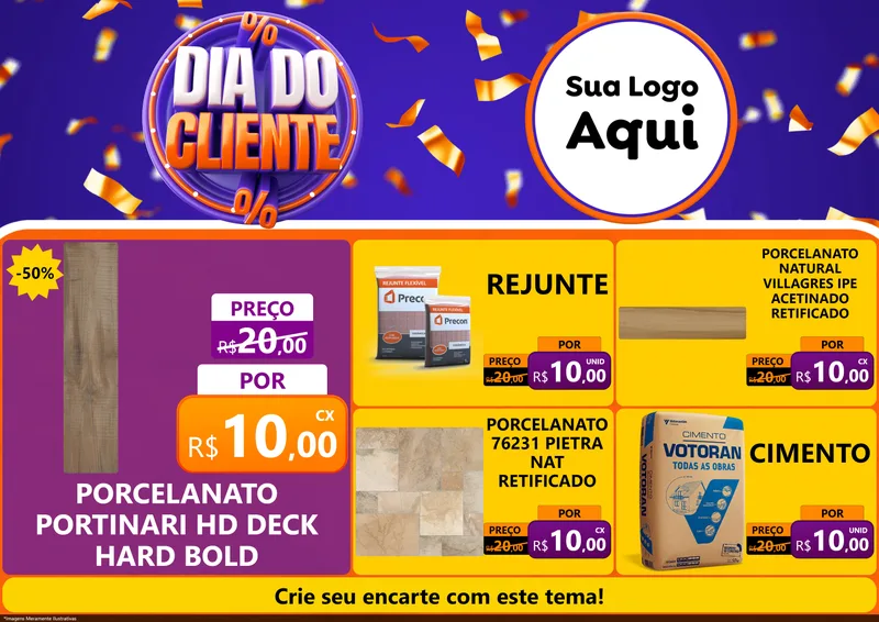 Modelo de Encarte para Encarte A4 Horizontal com o tema Dia do Cliente para Pisos e revestimentos