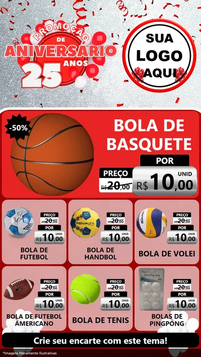 Modelo de Rede Social para Stories com o tema Promoção de Aniversário - 25Anos para Artigos Esportivos