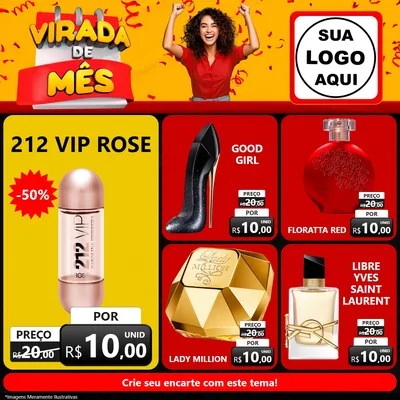 Modelo de Rede Social para Feed Facebook com o tema Virada de Mês para Perfumes
