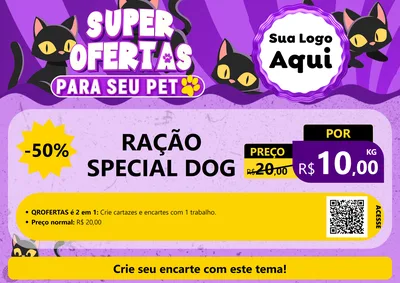 Modelo de Cartaz para Cartaz A4 Horizontal com o tema Super Ofertas Para Seu Pet para Pet Shop