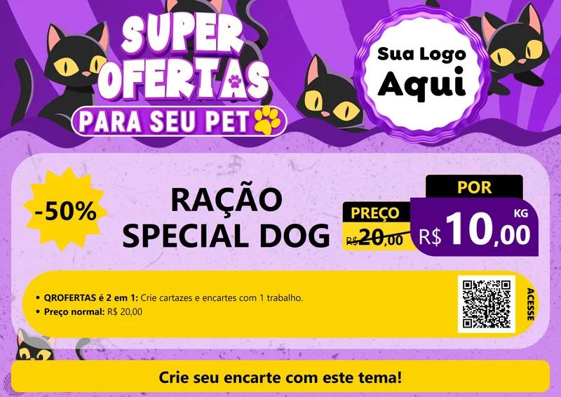 Modelo de Cartaz para Cartaz A4 Horizontal com o tema Super Ofertas Para Seu Pet para Pet Shop