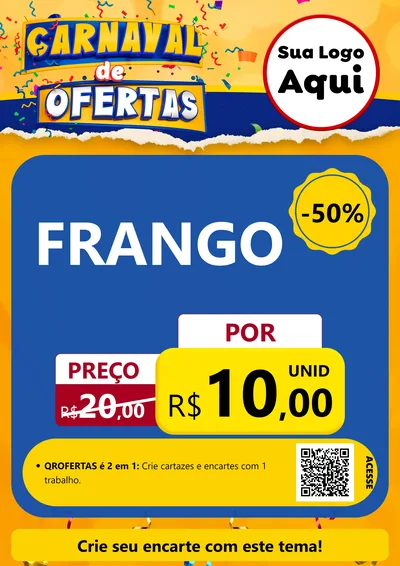 Modelo de Cartaz para Cartaz A4 Vertical com o tema Carnaval de Ofertas para Assados
