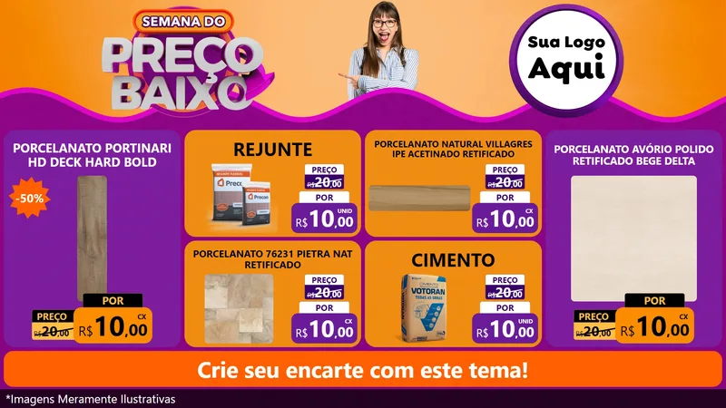 Modelo de TV para TV Horizontal com o tema Semana do Preço Baixo para Pisos e revestimentos