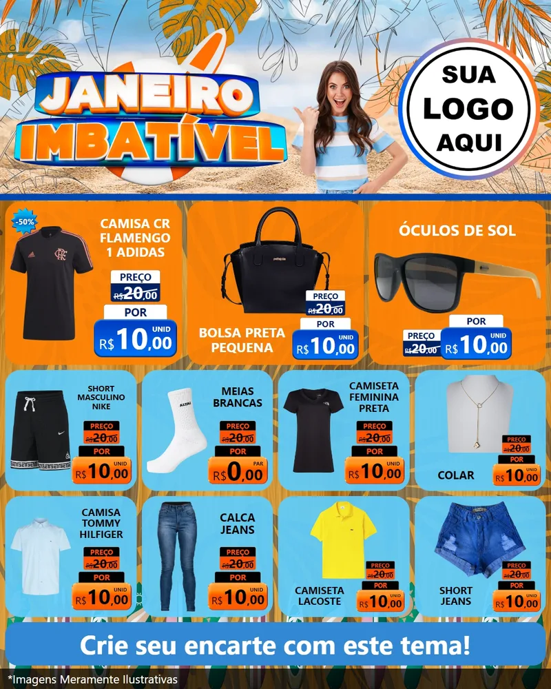 Modelo de Rede Social para Feed Instagram com o tema Janeiro Imbatível para Roupas e acessórios