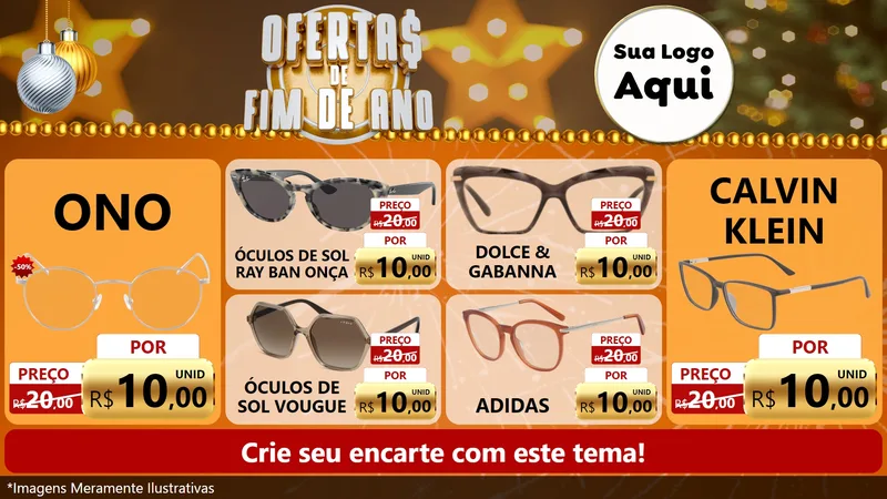 Modelo de TV para TV Horizontal com o tema Ofertas de Fim de Ano para Óticas