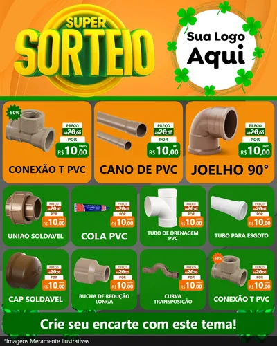 Modelo de Rede Social para Feed Instagram com o tema Super Sorteio para Tubos e conexões