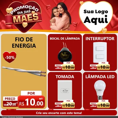 Modelo de Rede Social para Feed Facebook com o tema Promoção Dia das Mães para Materiais Elétricos