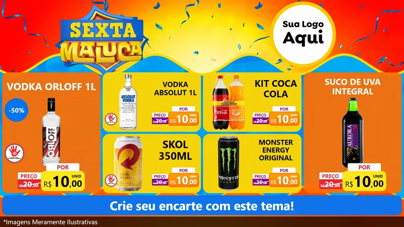 Modelo de TV para TV Horizontal com o tema Sexta Maluca para Distribuidora de bebidas
