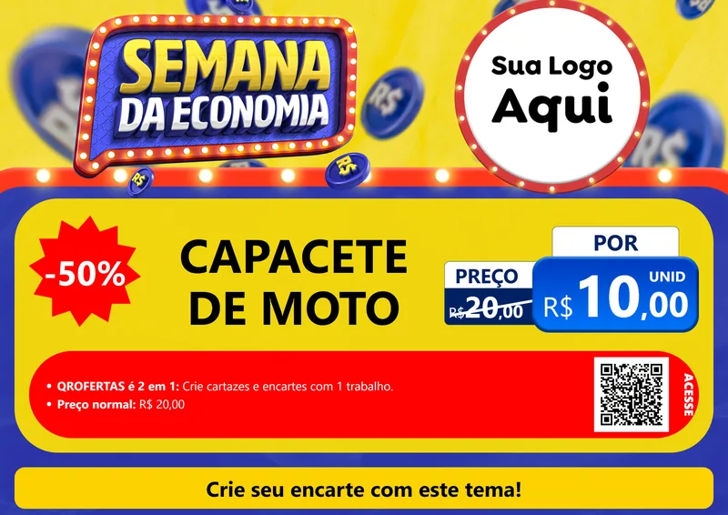 Modelo de Cartaz para Cartaz A4 Horizontal com o tema Semana da Economia para Moto peças