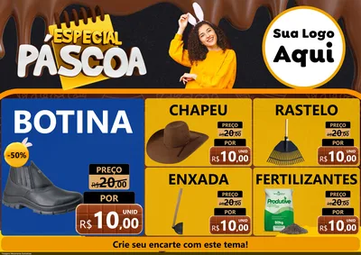 Modelo de Encarte para Encarte A4 Horizontal com o tema Especial Páscoa para Agropecuária