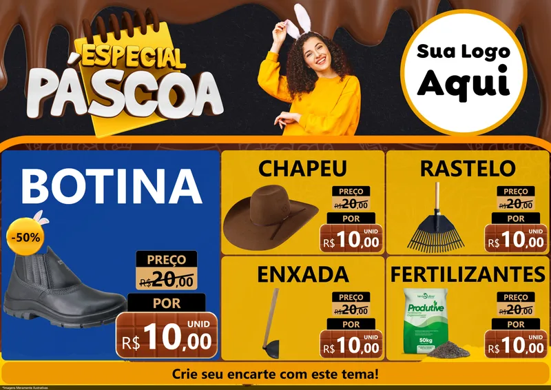 Modelo de Encarte para Encarte A4 Horizontal com o tema Especial Páscoa para Agropecuária