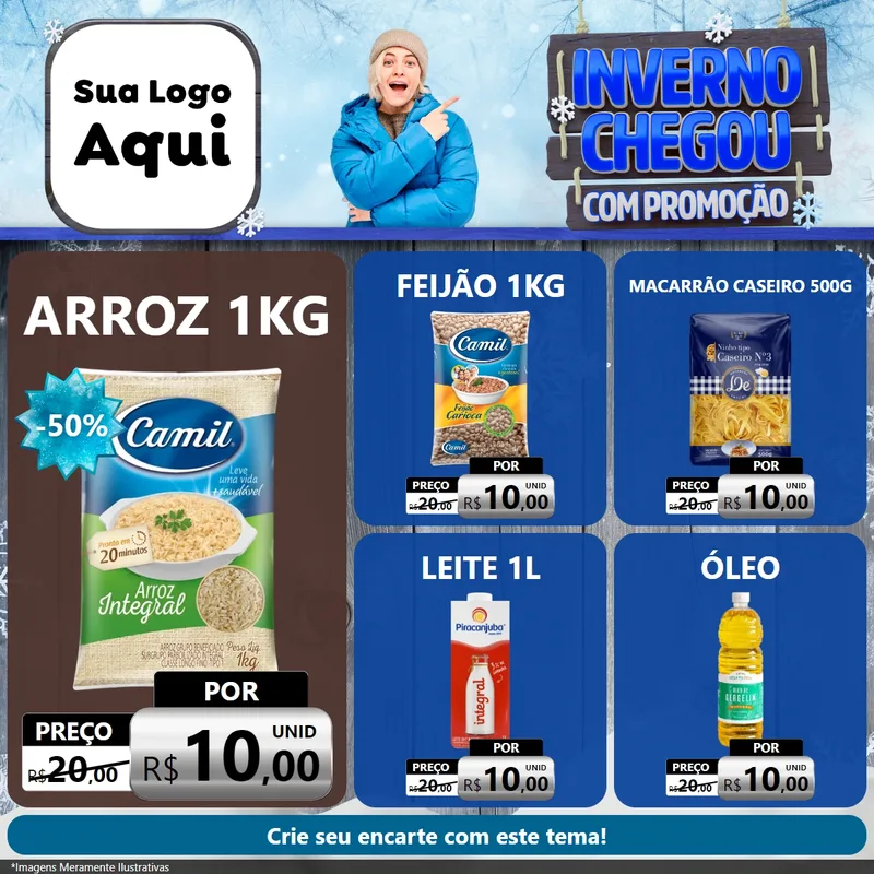 Modelo de Rede Social para Feed Facebook com o tema Inverno Chegou Com Promoção para Supermercado