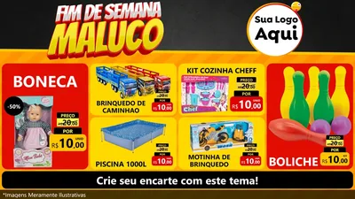 Modelo de TV para TV Horizontal com o tema Final de Semana Maluco para Brinquedos