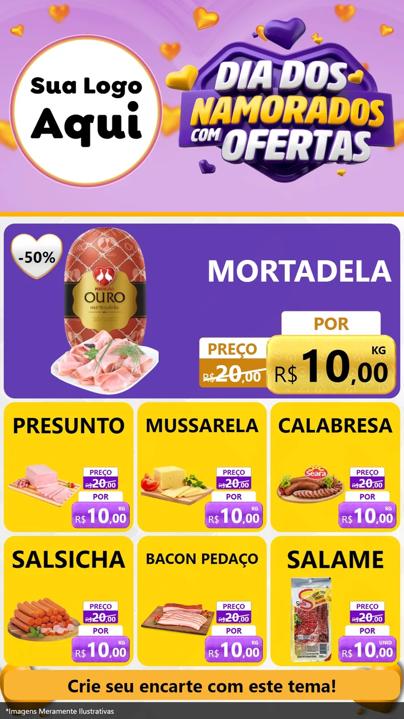 Modelo de Rede Social para Stories com o tema Dia Dos Namorados Com Ofertas para Frios e Laticínios