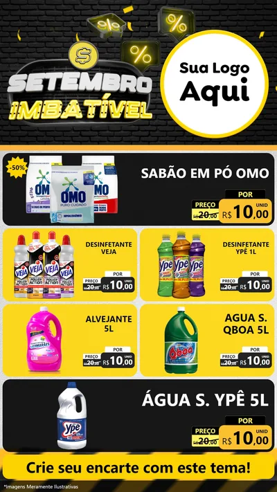 Modelo de TV para TV Vertical com o tema Setembro Imbatível para Produtos de Limpeza