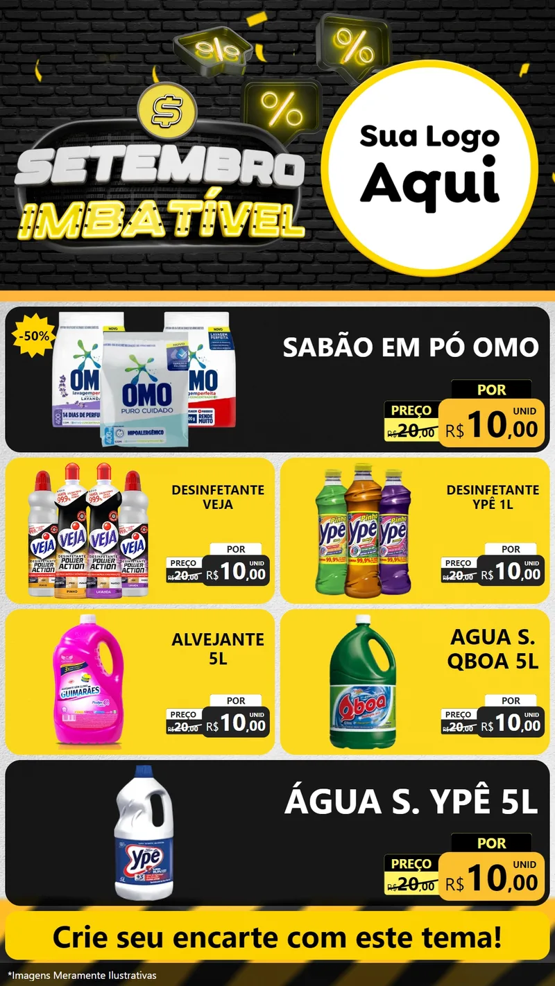 Modelo de TV para TV Vertical com o tema Setembro Imbatível para Produtos de Limpeza
