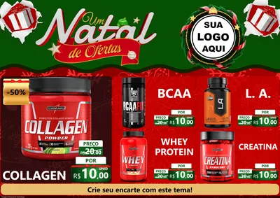 Modelo de Encarte para Encarte A4 Horizontal com o tema Um Natal de Ofertas para Suplementos alimentares
