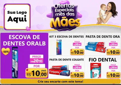 Modelo de Encarte para Encarte A4 Horizontal com o tema Ofertas Especiais - Mês das Mães para Higiene Pessoal
