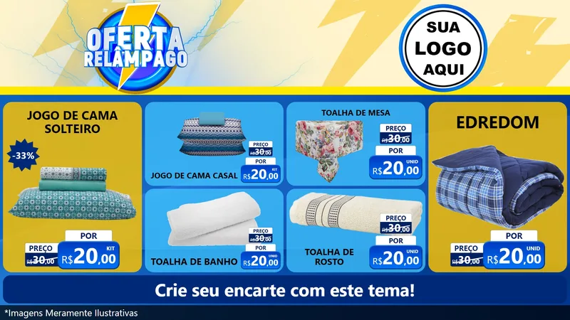 Modelo de TV para TV Horizontal com o tema Oferta Relâmpago para Cama, Mesa e Banho