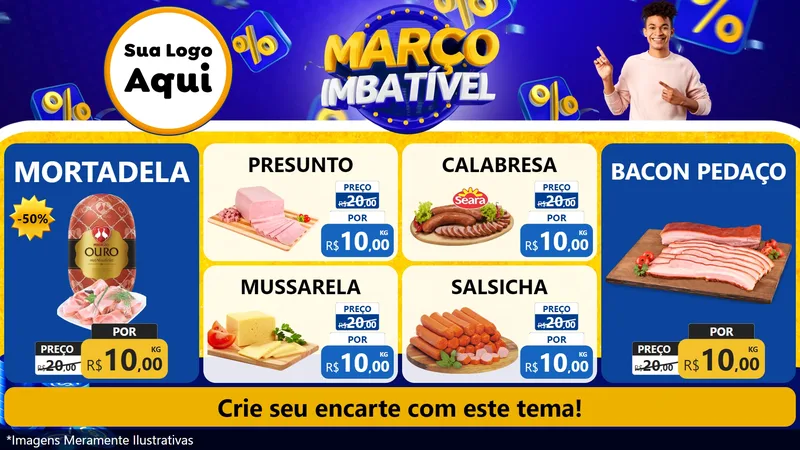 Modelo de TV para TV Horizontal com o tema Março Imbatível para Frios e Laticínios