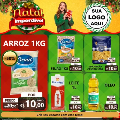 Modelo de Rede Social para Feed Facebook com o tema Natal Imperdível para Supermercado