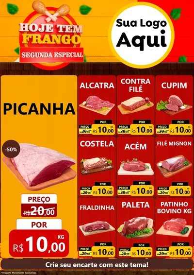 Modelo de Encarte para Encarte A4 Vertical com o tema Hoje tem Frango Segunda Especial para Açougue