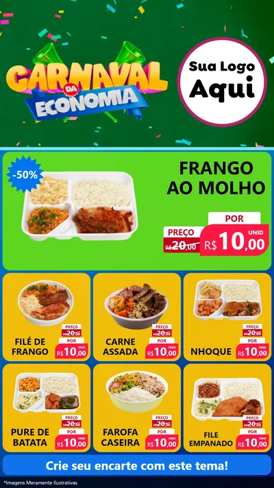 Modelo de Rede Social para Stories com o tema Carnaval da Economia para Restaurante