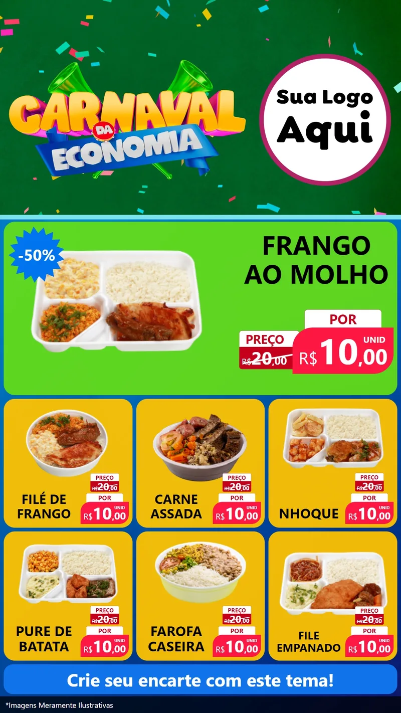 Modelo de Rede Social para Stories com o tema Carnaval da Economia para Restaurante
