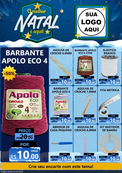 Modelo de Encarte para Encarte A4 Vertical com o tema O Melhor Natal É Aqui! para Armarinho e Aviamentos