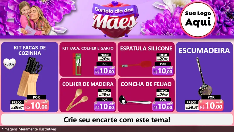 Modelo de TV para TV Horizontal com o tema Sorteio Dia das Mães para Utilidades Domésticas