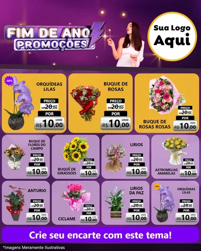 Modelo de Rede Social para Feed Instagram com o tema Fim de Ano Promoções para Floricultura e jardim