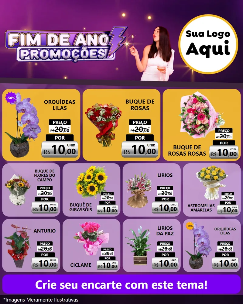 Modelo de Rede Social para Feed Instagram com o tema Fim de Ano Promoções para Floricultura e jardim