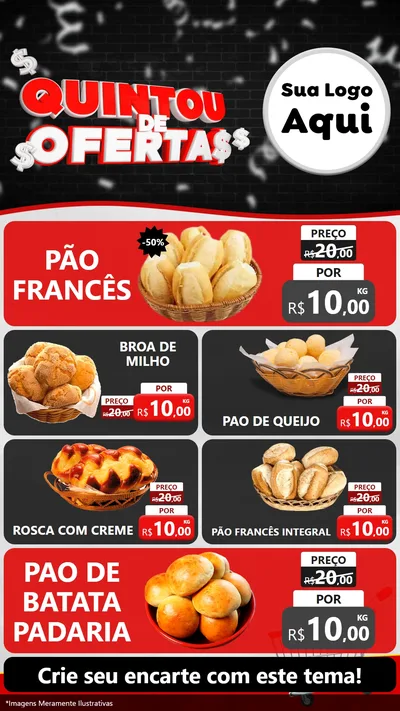 Modelo de TV para TV Vertical com o tema Quintou de Ofertas para Padaria
