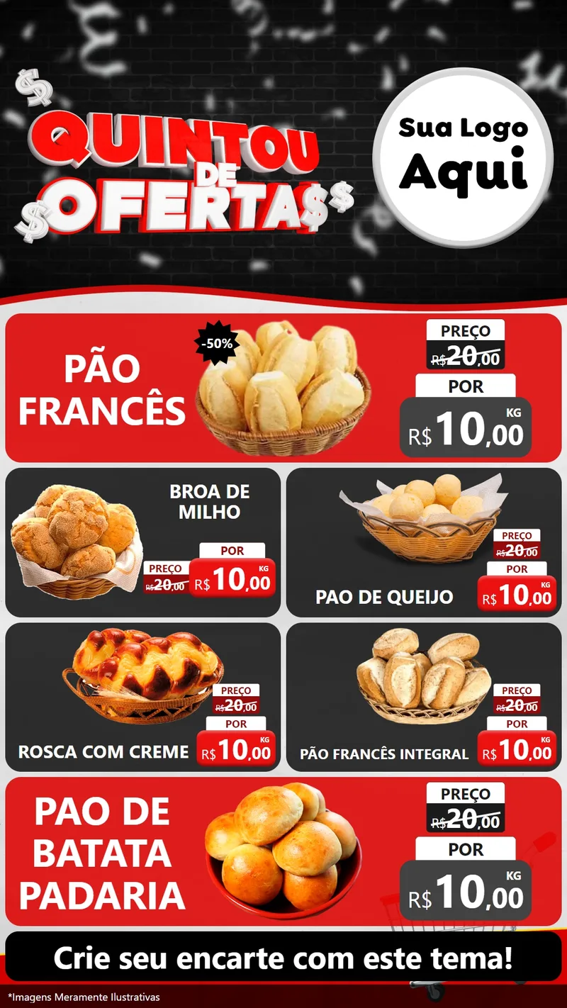 Modelo de TV para TV Vertical com o tema Quintou de Ofertas para Padaria