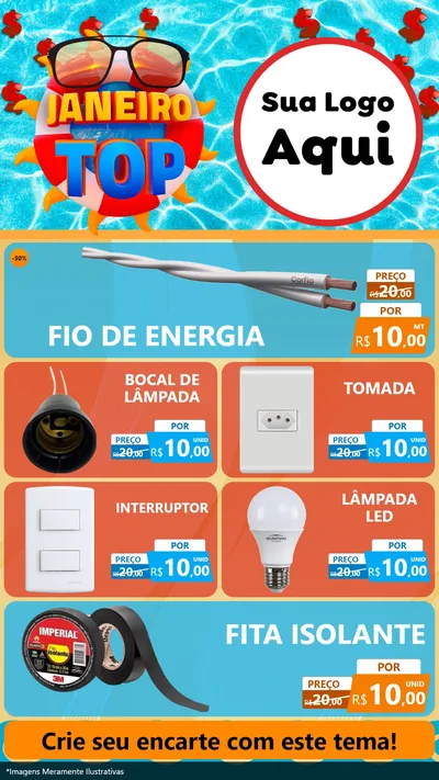 Modelo de TV para TV Vertical com o tema Janeiro Top para Materiais Elétricos