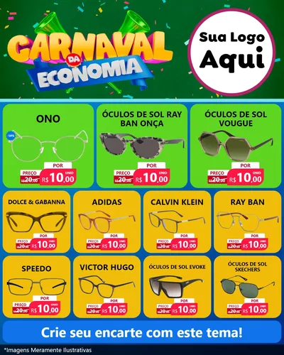 Modelo de Rede Social para Feed Instagram com o tema Carnaval da Economia para Óticas