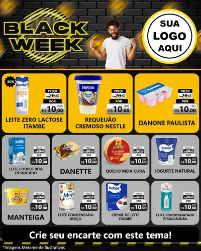 Modelo de Rede Social para Feed Instagram com o tema Black Week para Frios e Laticínios