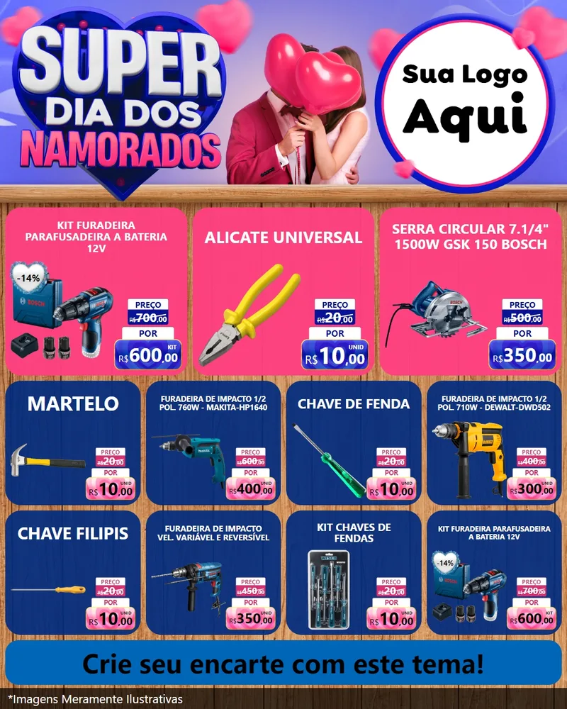 Modelo de Rede Social para Feed Instagram com o tema Super Dia dos Namorados para Maquinas e Ferramentas