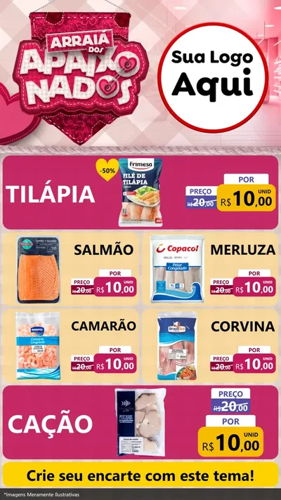Modelo de TV para TV Vertical com o tema Arraiá dos Apaixonados - Junina para Peixaria