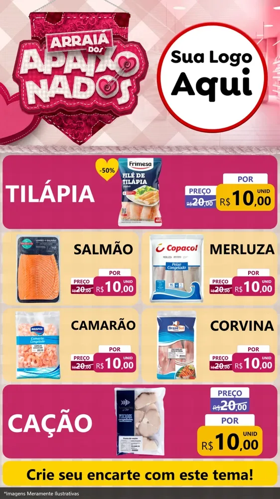 Modelo de TV para TV Vertical com o tema Arraiá dos Apaixonados - Junina para Peixaria