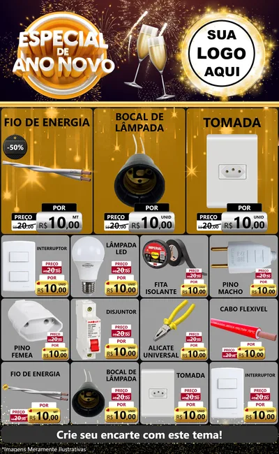 Modelo de Encarte para Encarte Grande com o tema Especial de Ano Novo para Materiais Elétricos