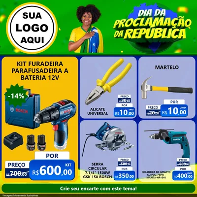 Modelo de Rede Social para Feed Facebook com o tema Dia Da Proclamação Da República para Maquinas e Ferramentas
