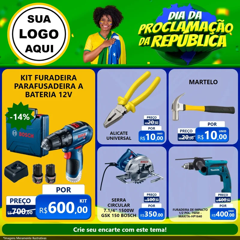 Modelo de Rede Social para Feed Facebook com o tema Dia Da Proclamação Da República para Maquinas e Ferramentas