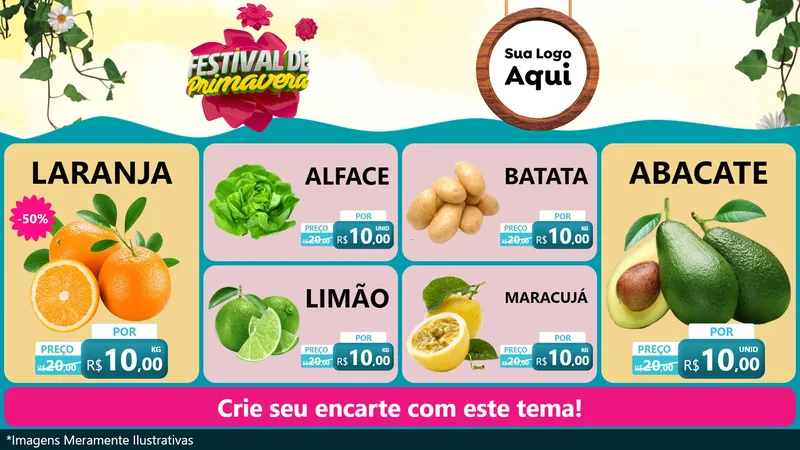Modelo de TV para TV Horizontal com o tema Festival de Primavera para Hortifrúti