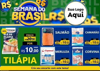 Modelo de Encarte para Encarte A4 Horizontal com o tema Semana Do Brasil para Peixaria