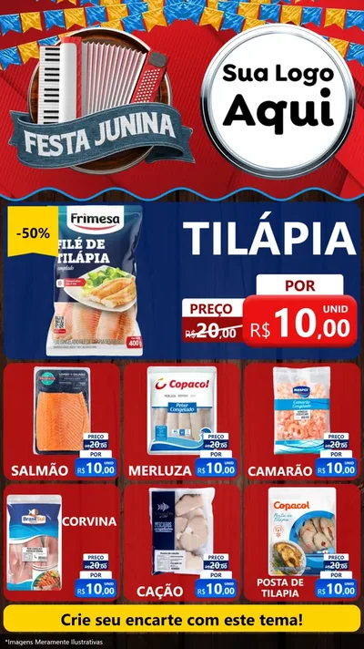 Modelo de Rede Social para Stories com o tema Festa Junina para Peixaria