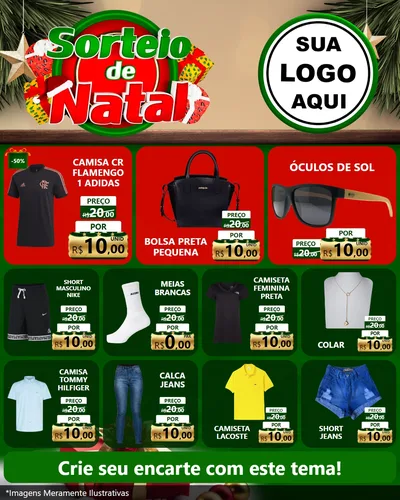 Modelo de Rede Social para Feed Instagram com o tema Sorteio de Natal para Roupas e acessórios